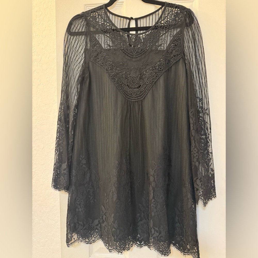 Blu Pepper Elegant Lace Black Babydoll Dress NWOT S